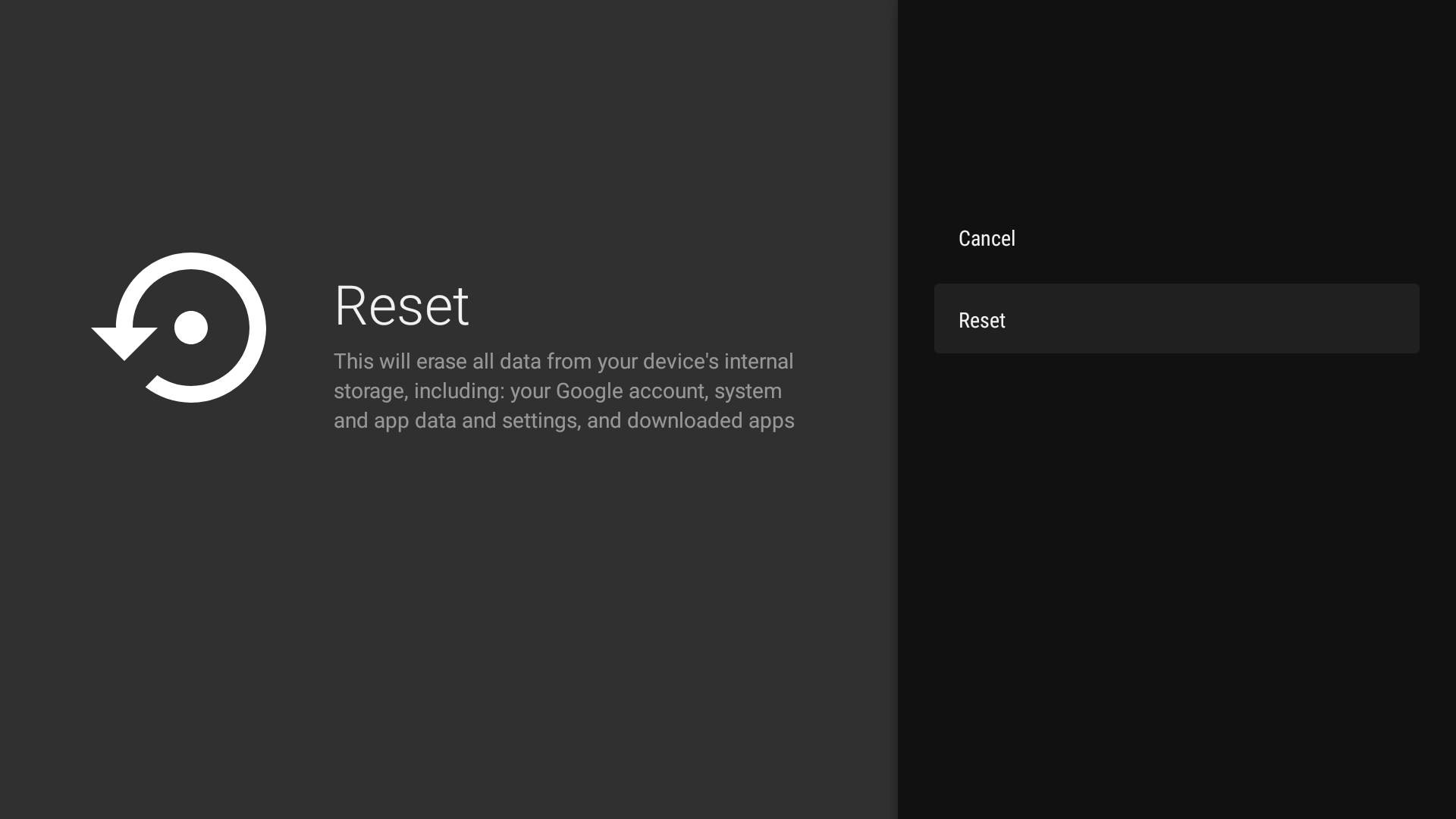 How do I Factory Reset Android TV?